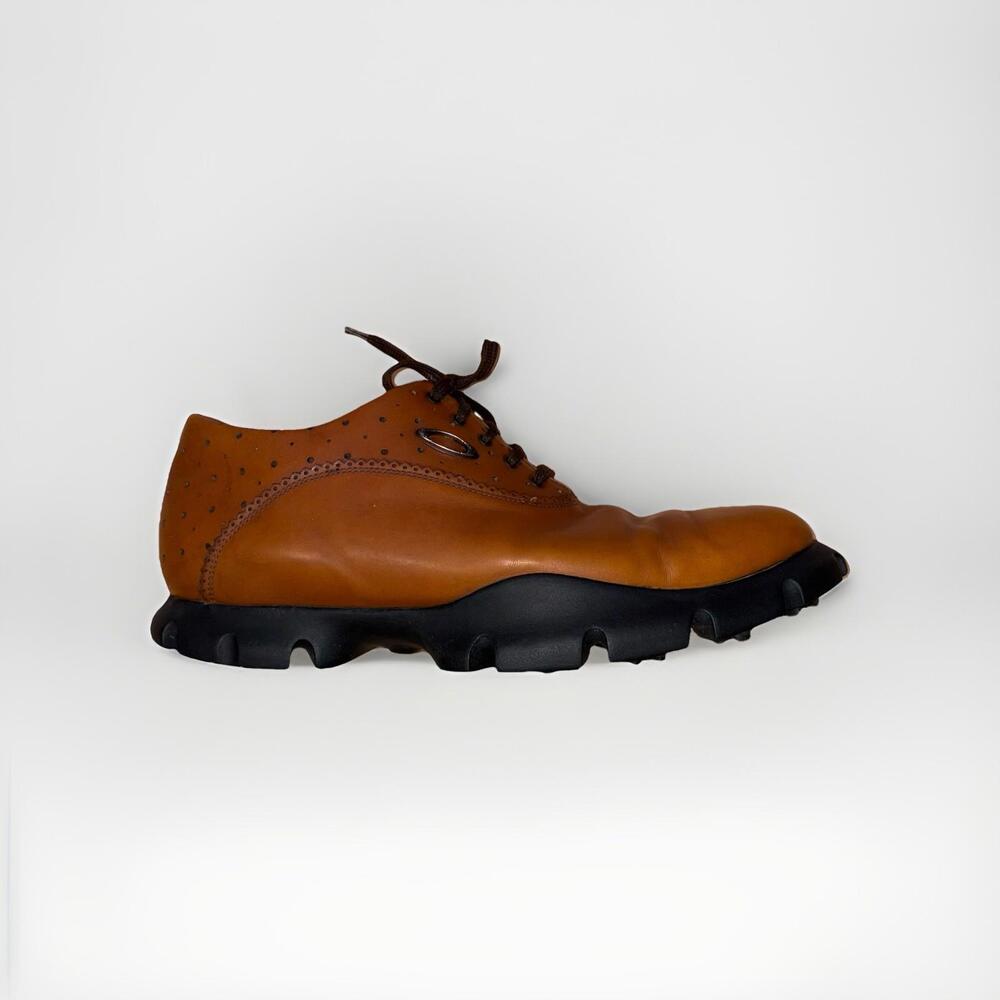 Oakley Tuxedo Mens Golf Shoes Brown Black Leather Made in Italy Size 13